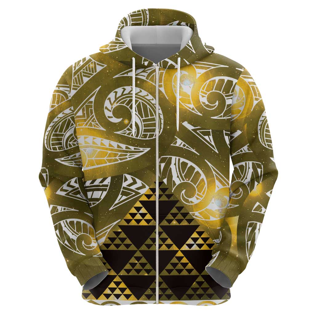 Matariki New Zealand Hoodie NZ Niho Taniwha Maori New Year Yellow Galaxy