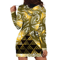 Matariki New Zealand Hoodie Dress NZ Niho Taniwha Maori New Year Yellow Galaxy LT14 - Polynesian Pride