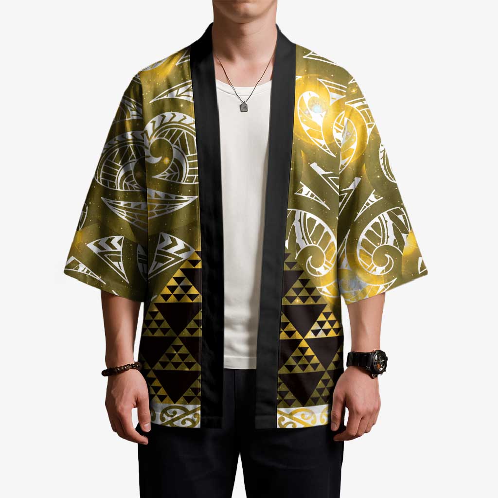 Matariki New Zealand Kimono NZ Niho Taniwha Maori New Year Yellow Galaxy