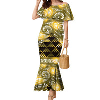 Matariki New Zealand Mermaid Dress NZ Niho Taniwha Maori New Year Yellow Galaxy LT14 Women Yellow - Polynesian Pride