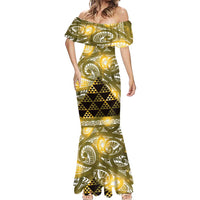 Matariki New Zealand Mermaid Dress NZ Niho Taniwha Maori New Year Yellow Galaxy LT14 - Polynesian Pride