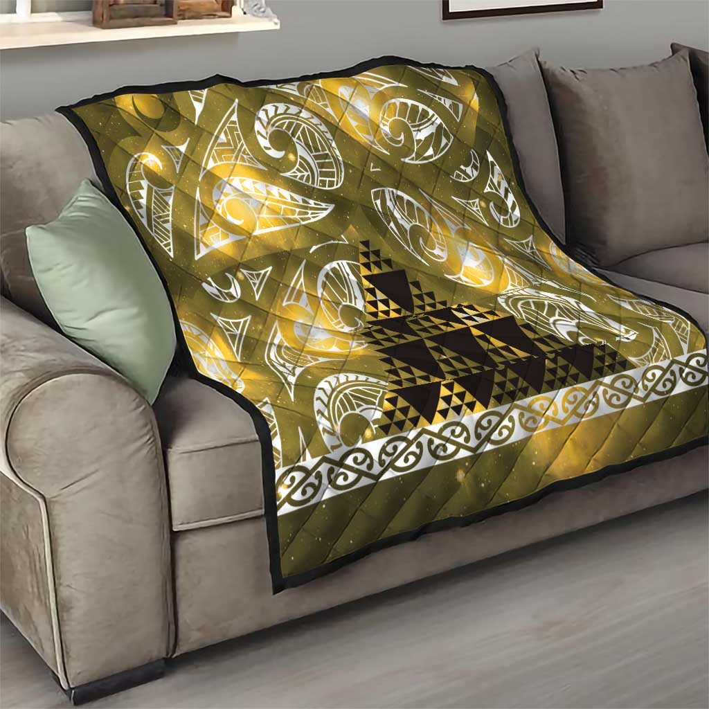 Matariki New Zealand Quilt NZ Niho Taniwha Maori New Year Yellow Galaxy
