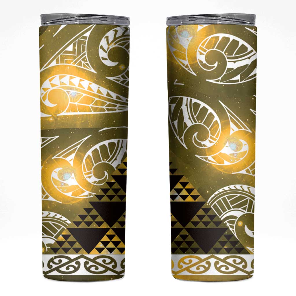Matariki New Zealand Skinny Tumbler NZ Niho Taniwha Maori New Year Yellow Galaxy LT14 Yellow - Polynesian Pride