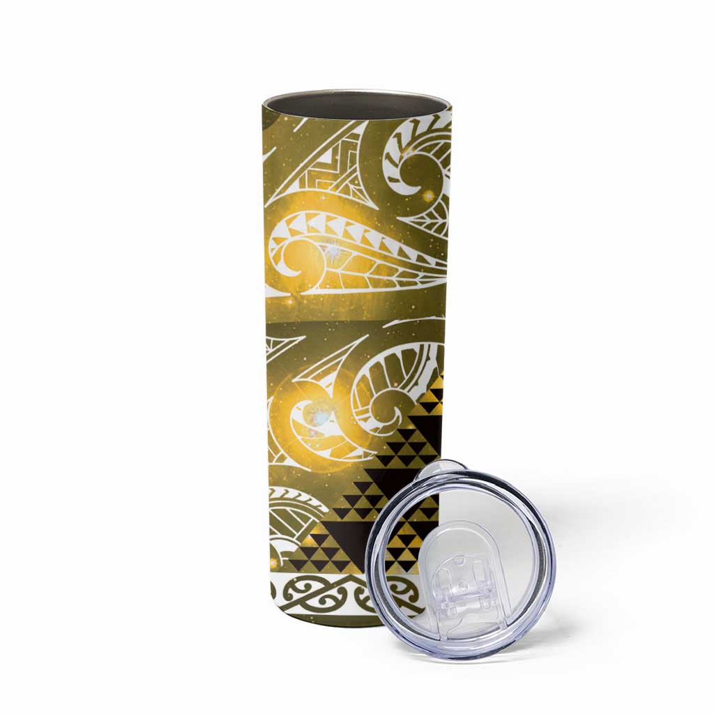 Matariki New Zealand Skinny Tumbler NZ Niho Taniwha Maori New Year Yellow Galaxy LT14 - Polynesian Pride