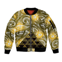 Matariki New Zealand Sleeve Zip Bomber Jacket NZ Niho Taniwha Maori New Year Yellow Galaxy