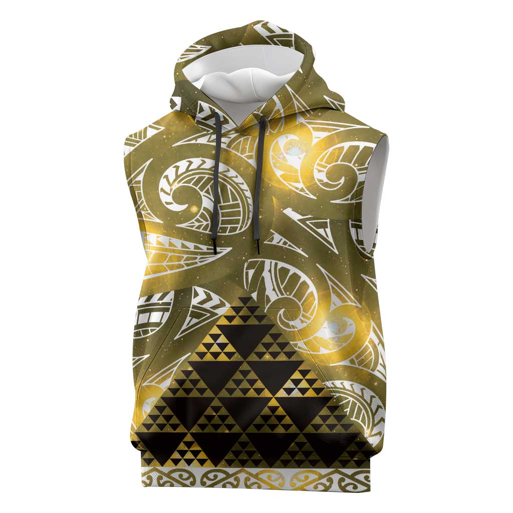 Matariki New Zealand Sleeveless Hoodie NZ Niho Taniwha Maori New Year Yellow Galaxy