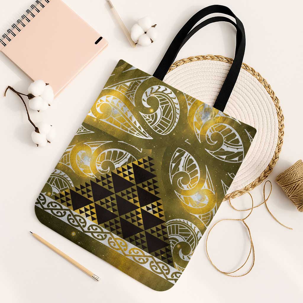 Matariki New Zealand Tote Bag NZ Niho Taniwha Maori New Year Yellow Galaxy