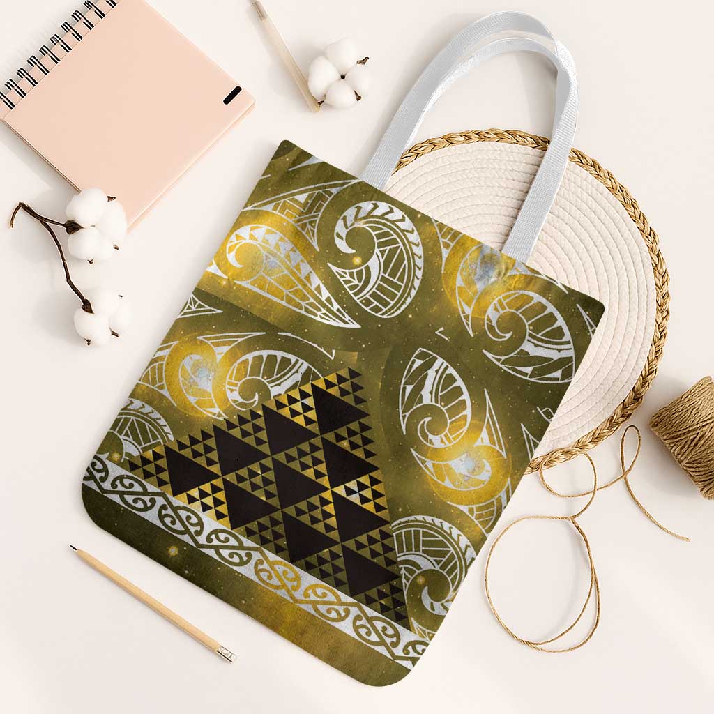 Matariki New Zealand Tote Bag NZ Niho Taniwha Maori New Year Yellow Galaxy