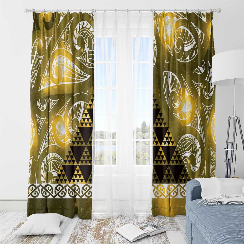 Matariki New Zealand Window Curtain NZ Niho Taniwha Maori New Year Yellow Galaxy