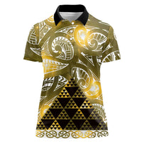 Matariki New Zealand Women Polo Shirt NZ Niho Taniwha Maori New Year Yellow Galaxy LT14 Female Yellow - Polynesian Pride