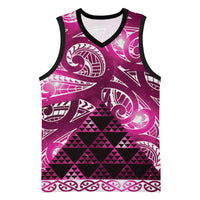 Matariki New Zealand Basketball Jersey NZ Niho Taniwha Maori New Year Pink Galaxy LT14 Unisex Pink - Polynesian Pride
