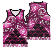 Matariki New Zealand Basketball Jersey NZ Niho Taniwha Maori New Year Pink Galaxy LT14 - Polynesian Pride