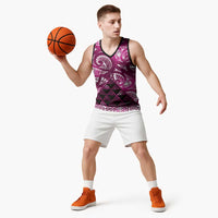 Matariki New Zealand Basketball Jersey NZ Niho Taniwha Maori New Year Pink Galaxy LT14 - Polynesian Pride