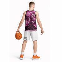 Matariki New Zealand Basketball Jersey NZ Niho Taniwha Maori New Year Pink Galaxy LT14 - Polynesian Pride