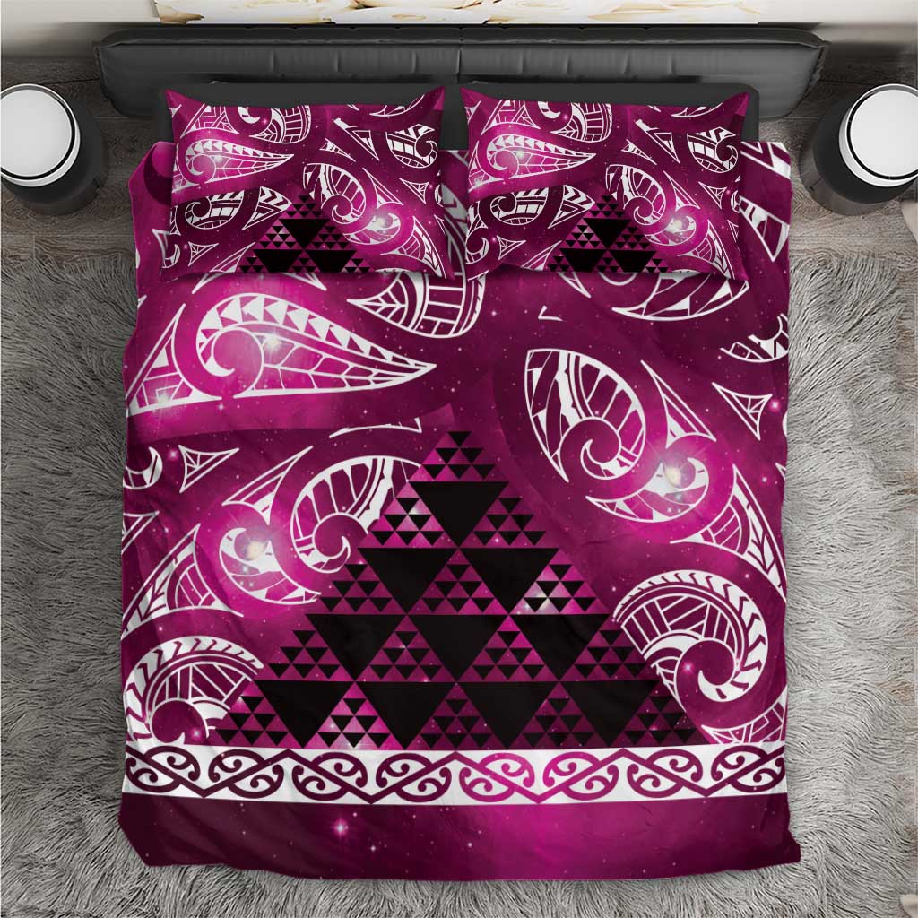 Matariki New Zealand Bedding Set NZ Niho Taniwha Maori New Year Pink Galaxy