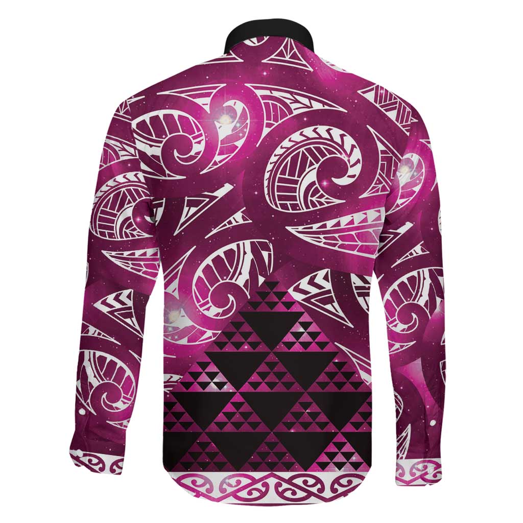 Matariki New Zealand Family Matching Tank Maxi Dress and Hawaiian Shirt NZ Niho Taniwha Maori New Year Pink Galaxy LT14 - Polynesian Pride