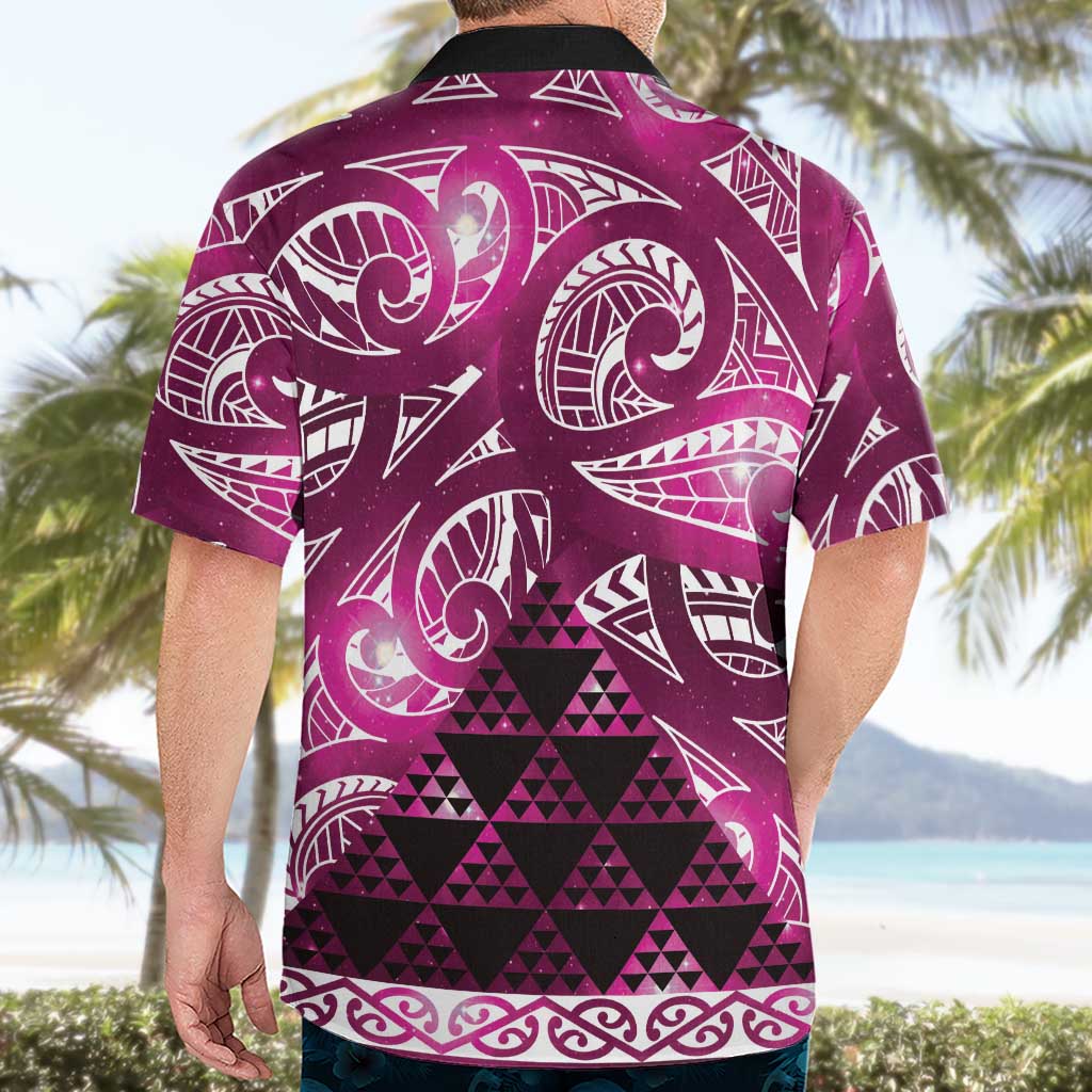Matariki New Zealand Hawaiian Shirt NZ Niho Taniwha Maori New Year Pink Galaxy