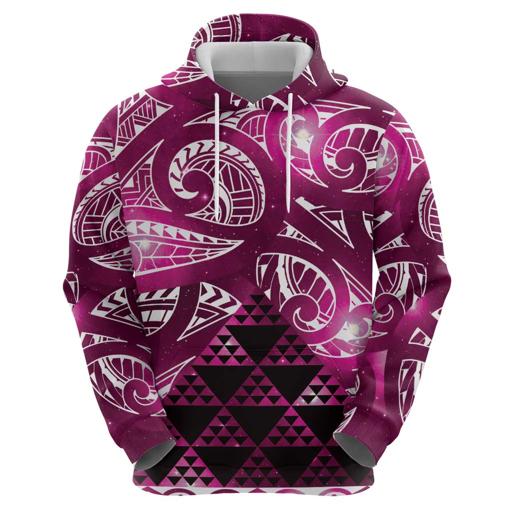 Matariki New Zealand Hoodie NZ Niho Taniwha Maori New Year Pink Galaxy