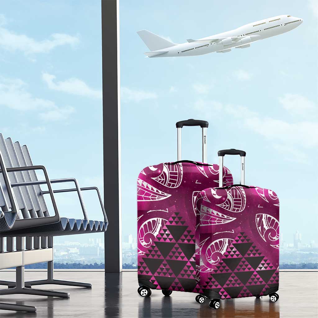 Matariki New Zealand Luggage Cover NZ Niho Taniwha Maori New Year Pink Galaxy