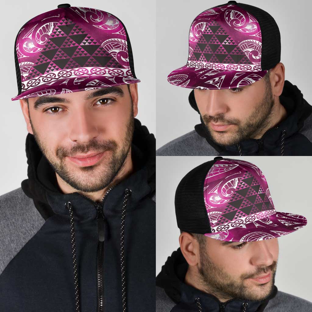 Matariki New Zealand Mesh Trucker Cap NZ Niho Taniwha Maori New Year Pink Galaxy
