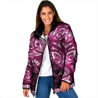 Matariki New Zealand Padded Jacket NZ Niho Taniwha Maori New Year Pink Galaxy