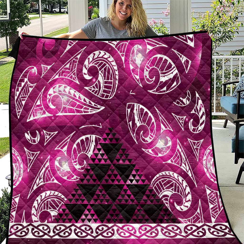 Matariki New Zealand Quilt NZ Niho Taniwha Maori New Year Pink Galaxy