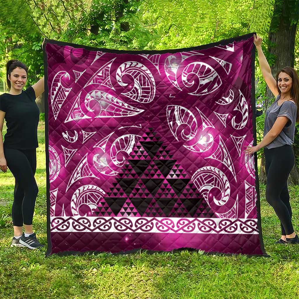 Matariki New Zealand Quilt NZ Niho Taniwha Maori New Year Pink Galaxy