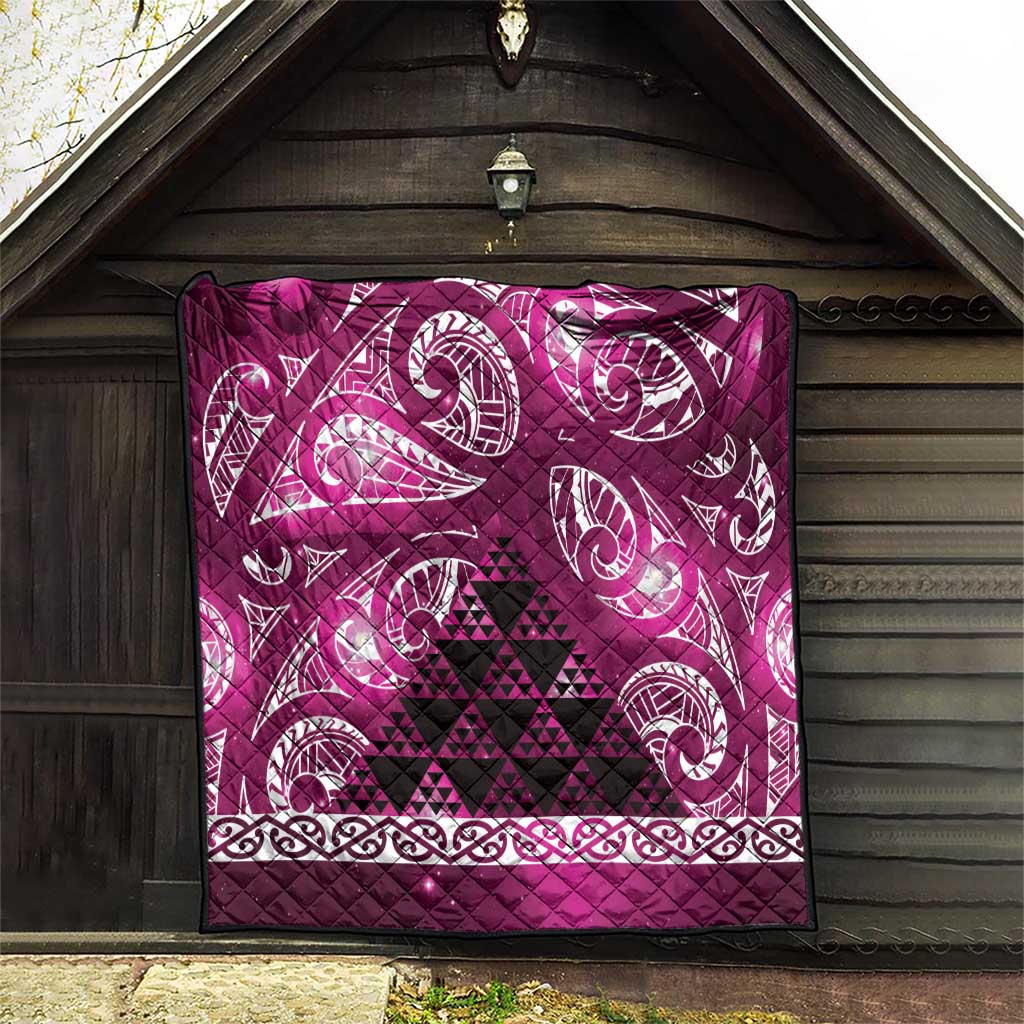 Matariki New Zealand Quilt NZ Niho Taniwha Maori New Year Pink Galaxy