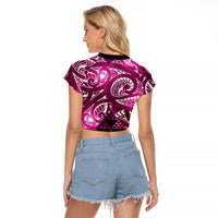 Matariki New Zealand Raglan Cropped T Shirt NZ Niho Taniwha Maori New Year Pink Galaxy