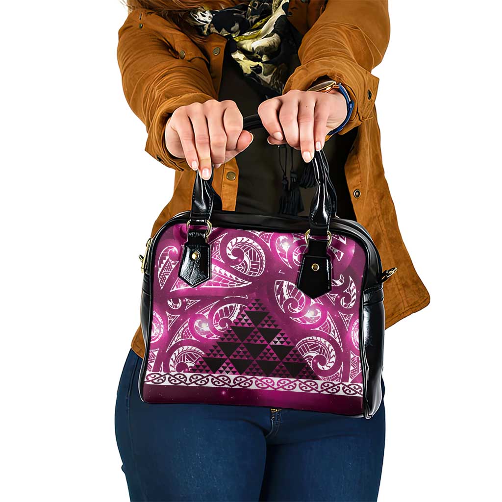 Matariki New Zealand Shoulder Handbag NZ Niho Taniwha Maori New Year Pink Galaxy