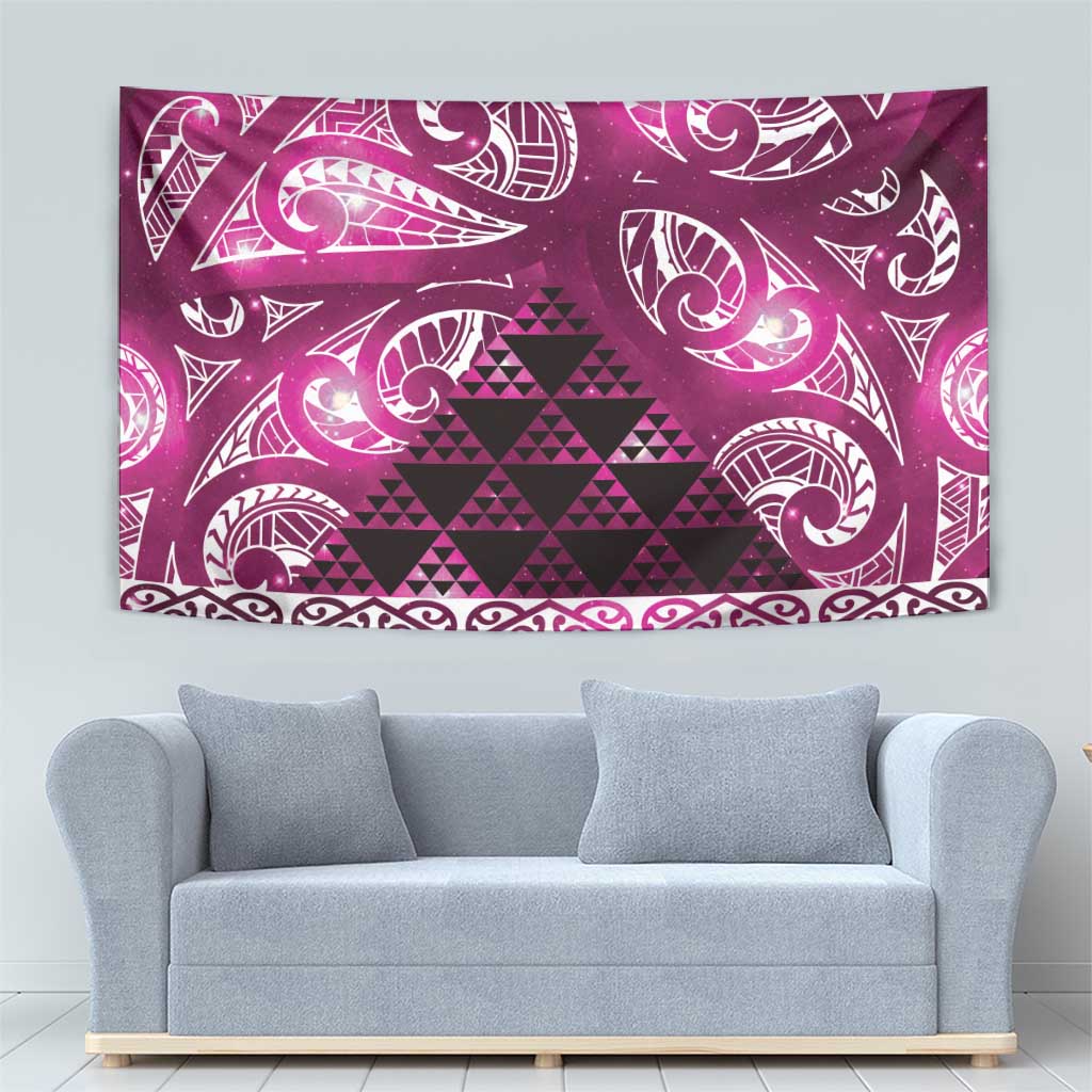 Matariki New Zealand Tapestry NZ Niho Taniwha Maori New Year Pink Galaxy