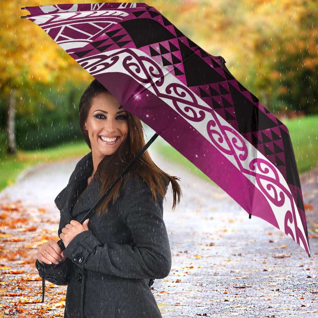 Matariki New Zealand Umbrella NZ Niho Taniwha Maori New Year Pink Galaxy