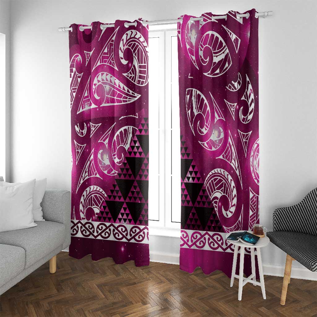 Matariki New Zealand Window Curtain NZ Niho Taniwha Maori New Year Pink Galaxy