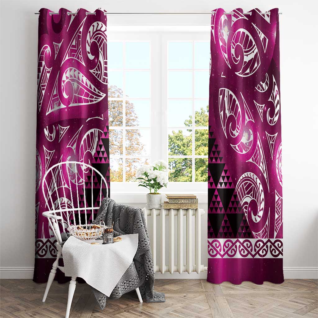 Matariki New Zealand Window Curtain NZ Niho Taniwha Maori New Year Pink Galaxy
