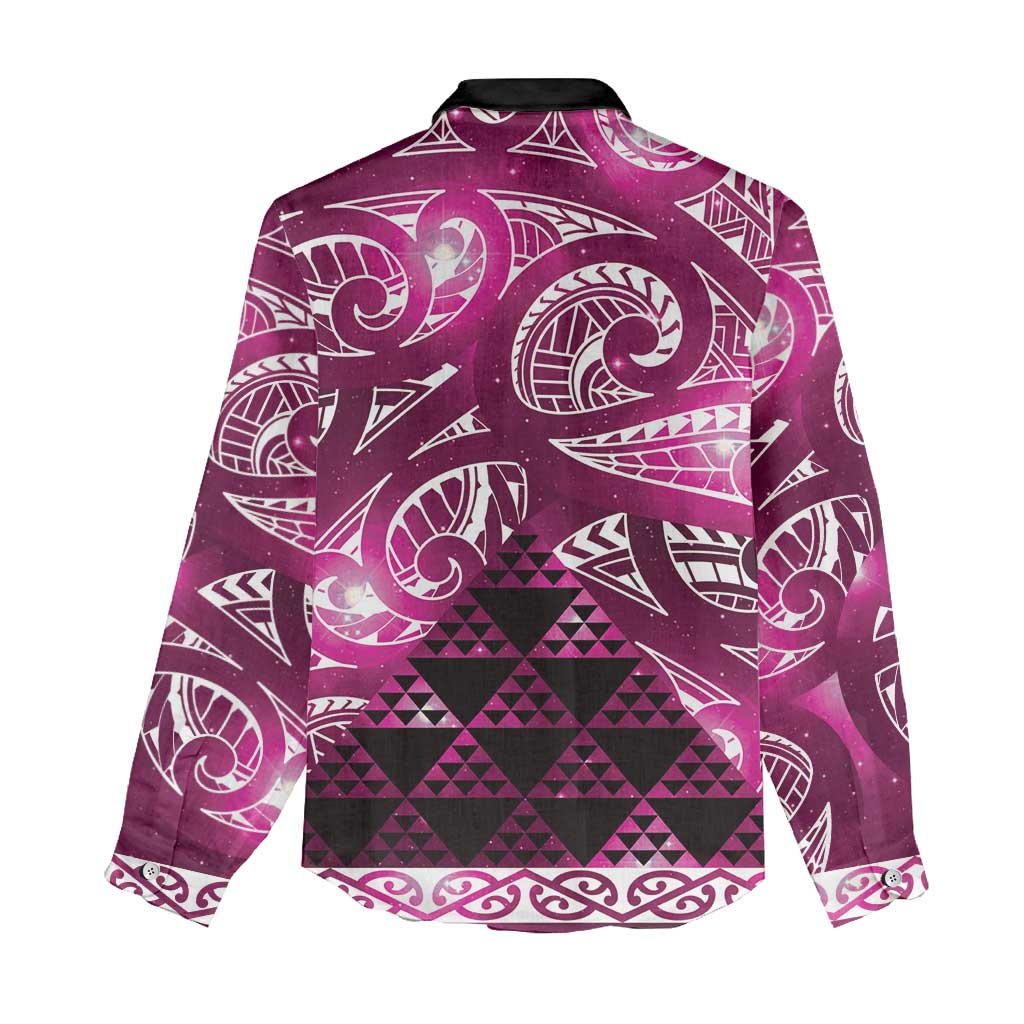 Matariki New Zealand Women Casual Shirt NZ Niho Taniwha Maori New Year Pink Galaxy