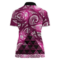 Matariki New Zealand Women Polo Shirt NZ Niho Taniwha Maori New Year Pink Galaxy LT14 - Polynesian Pride