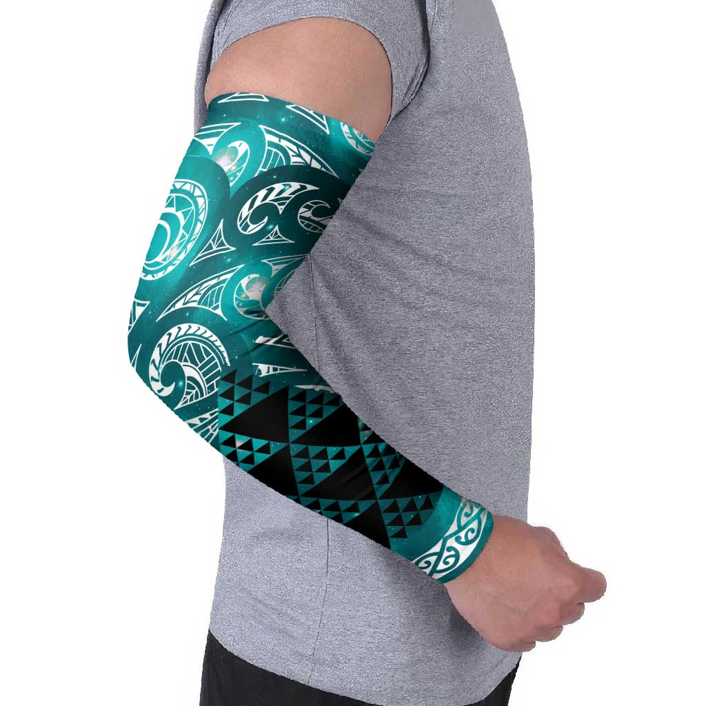 Matariki New Zealand Arm Sleeves NZ Niho Taniwha Maori New Year Cyan Galaxy