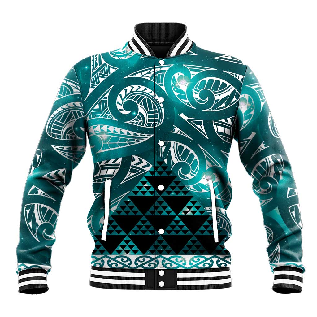 Matariki New Zealand Baseball Jacket NZ Niho Taniwha Maori New Year Cyan Galaxy