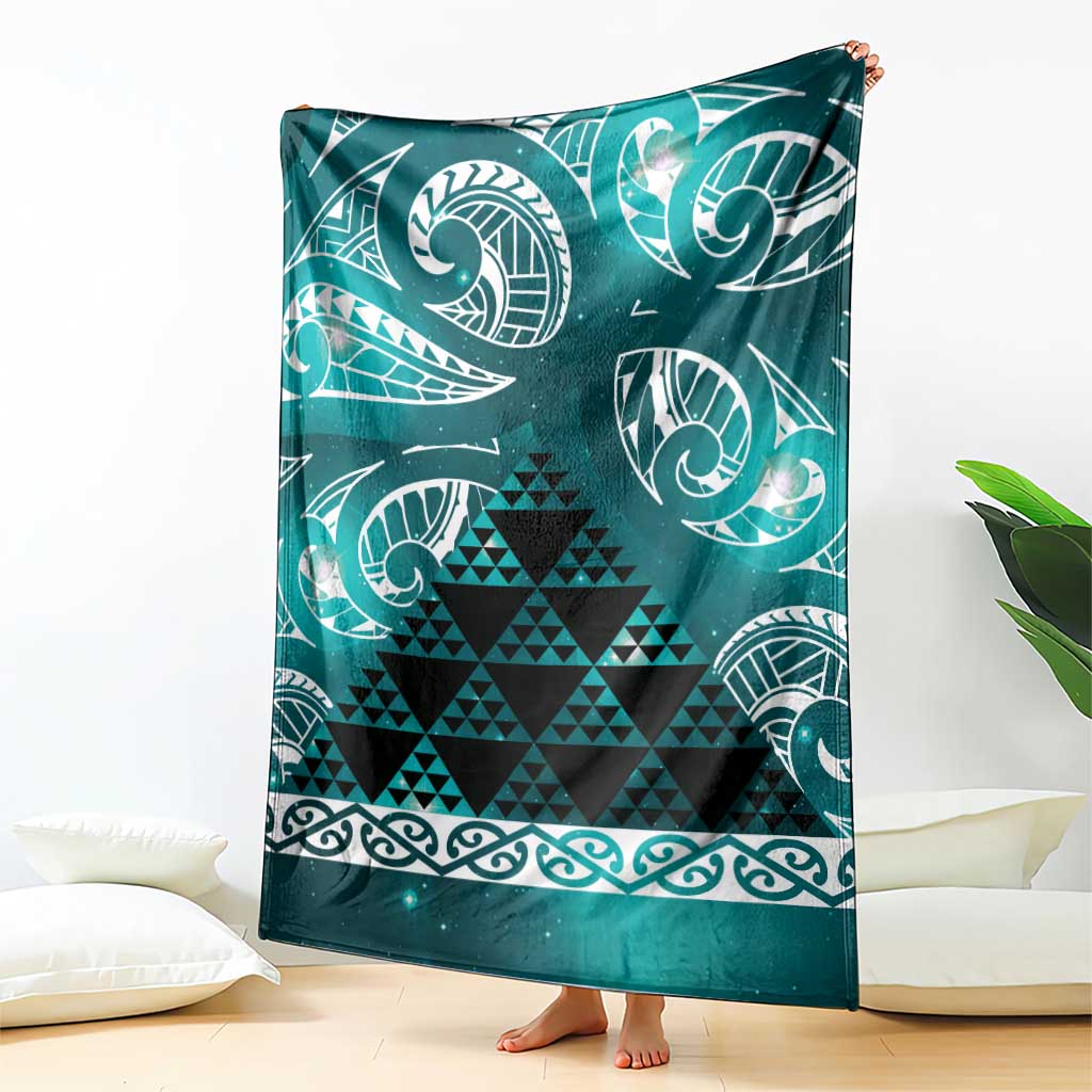 Matariki New Zealand Blanket NZ Niho Taniwha Maori New Year Cyan Galaxy