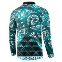 Matariki New Zealand Button Sweatshirt NZ Niho Taniwha Maori New Year Cyan Galaxy