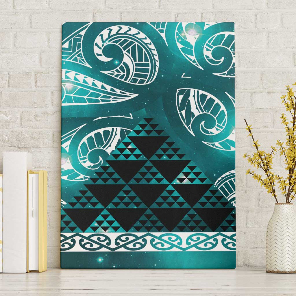 Matariki New Zealand Canvas Wall Art NZ Niho Taniwha Maori New Year Cyan Galaxy