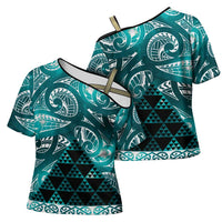 Matariki New Zealand Cross Shoulder Shirt NZ Niho Taniwha Maori New Year Cyan Galaxy LT14 - Polynesian Pride