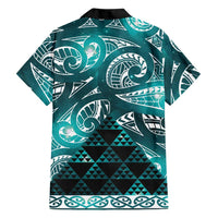 Matariki New Zealand Family Matching Off Shoulder Short Dress and Hawaiian Shirt NZ Niho Taniwha Maori New Year Cyan Galaxy LT14 - Polynesian Pride