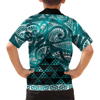 Matariki New Zealand Hawaiian Shirt NZ Niho Taniwha Maori New Year Cyan Galaxy