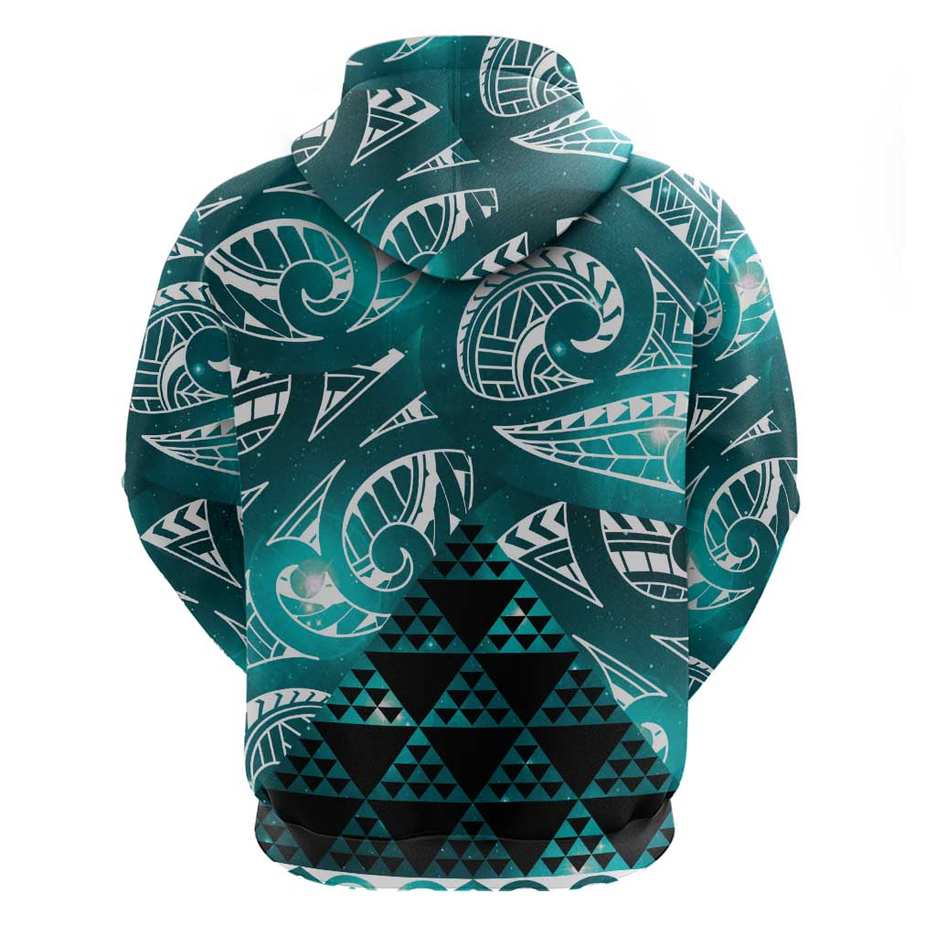 Matariki New Zealand Hoodie NZ Niho Taniwha Maori New Year Cyan Galaxy