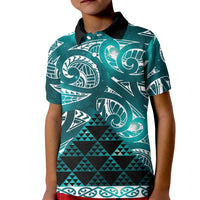 Matariki New Zealand Kid Polo Shirt NZ Niho Taniwha Maori New Year Cyan Galaxy