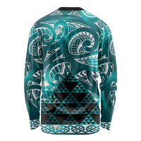 Matariki New Zealand Long Sleeve Shirt NZ Niho Taniwha Maori New Year Cyan Galaxy