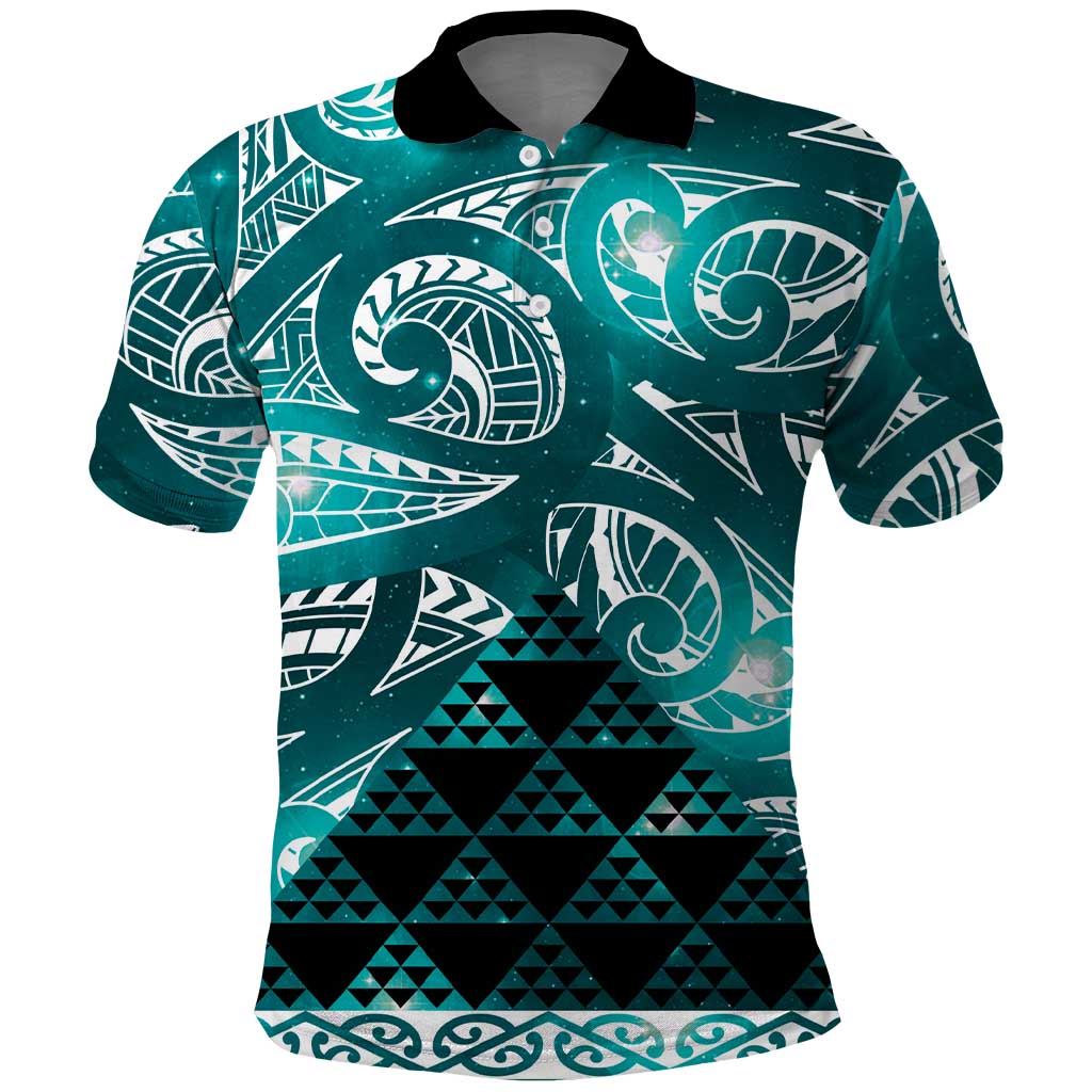 Matariki New Zealand Polo Shirt NZ Niho Taniwha Maori New Year Cyan Galaxy
