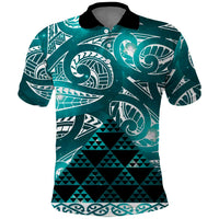 Matariki New Zealand Polo Shirt NZ Niho Taniwha Maori New Year Cyan Galaxy