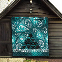 Matariki New Zealand Quilt NZ Niho Taniwha Maori New Year Cyan Galaxy